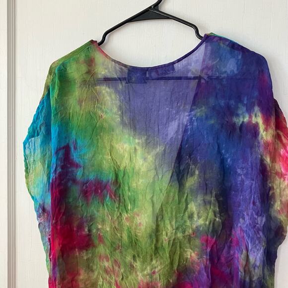 Tie dye gauzy coverup boho fairycore hippie - Picture 6 of 9